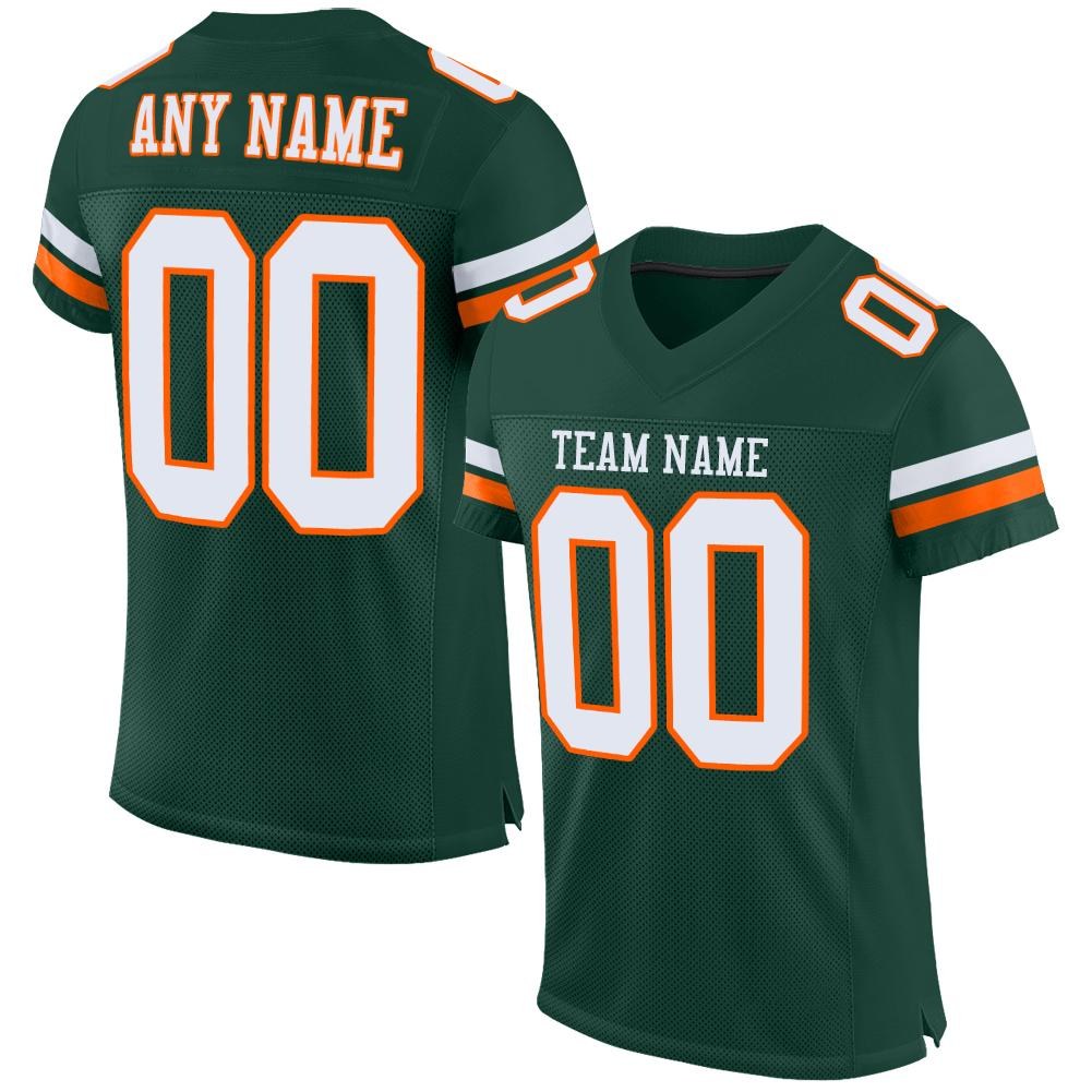 Custom Green White-Orange Mesh Authentic Football Jersey photo 1