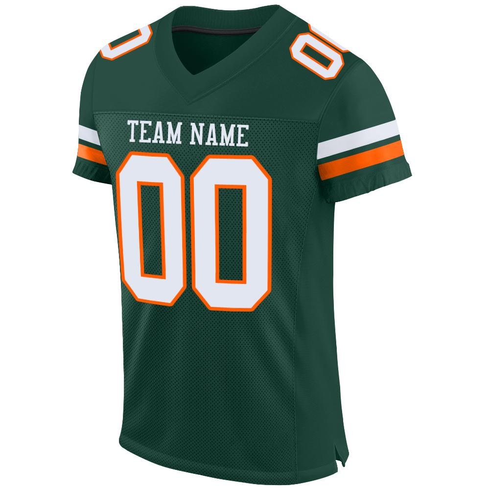 Custom Green White-Orange Mesh Authentic Football Jersey photo 2