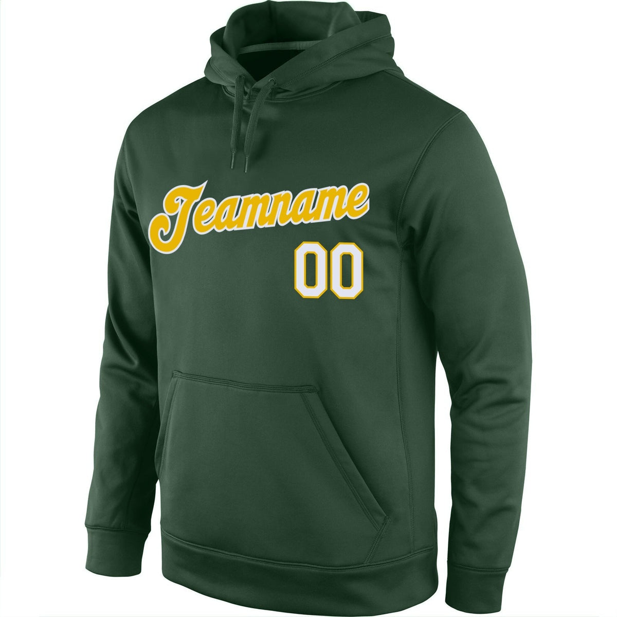 Custom Stitched Green Gold-White Sports Pullover Sweatshirt Hoodie photo 2