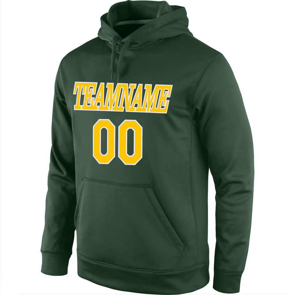 Custom Stitched Green Gold-White Sports Pullover Sweatshirt Hoodie photo 2