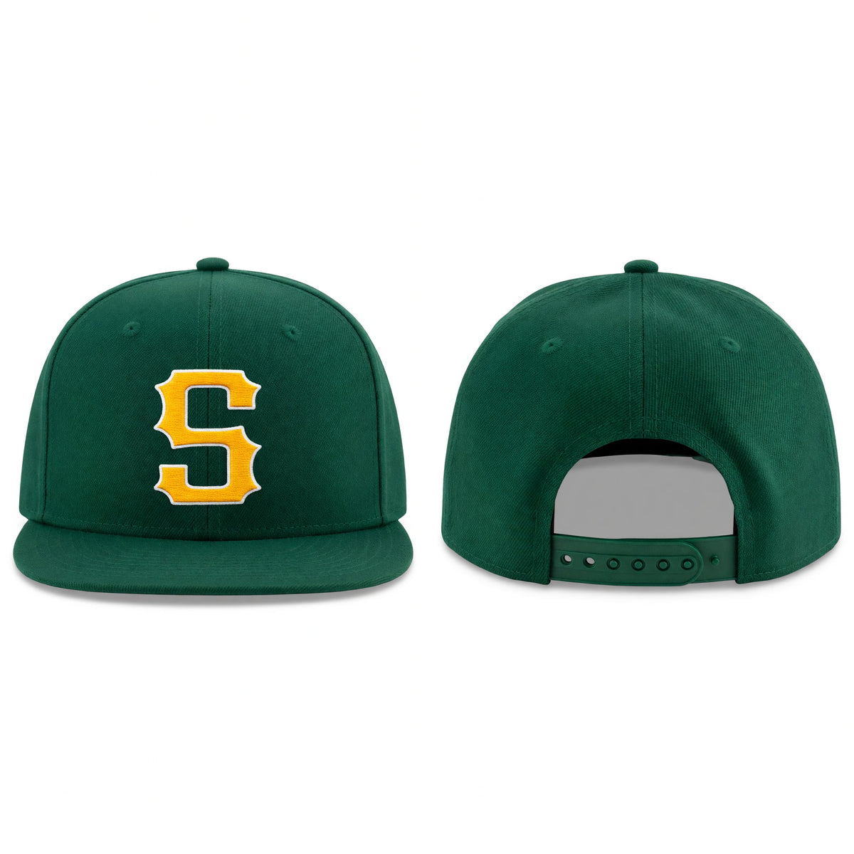 Custom Green Gold-White Stitched Adjustable Snapback Hat