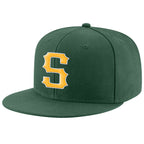 Custom Green Gold-White Stitched Adjustable Snapback Hat photo 1