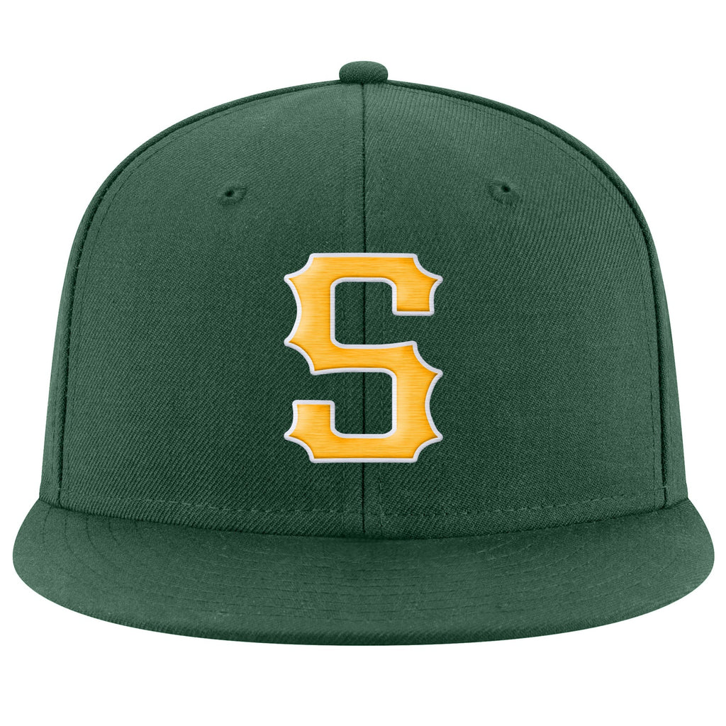 Custom Green Gold-White Stitched Adjustable Snapback Hat photo 2