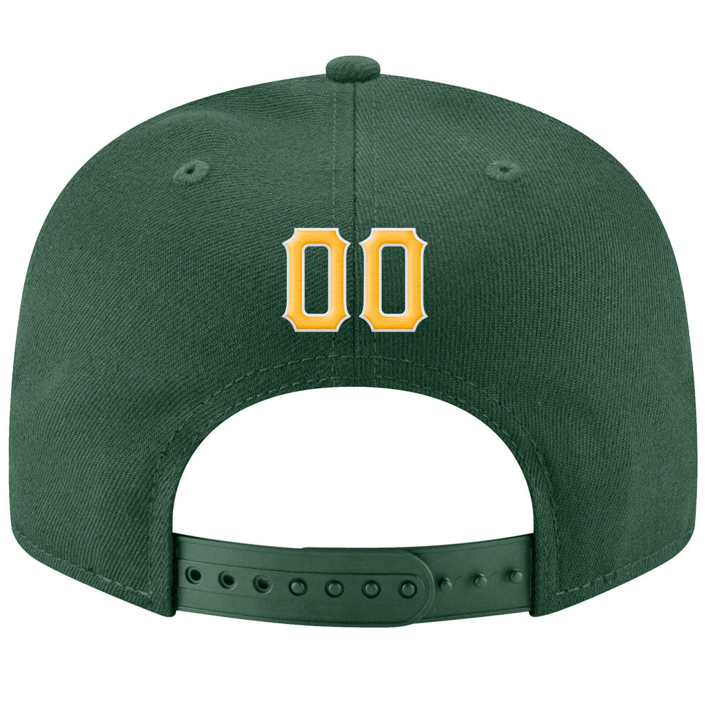 Custom Green Gold-White Stitched Adjustable Snapback Hat photo 3