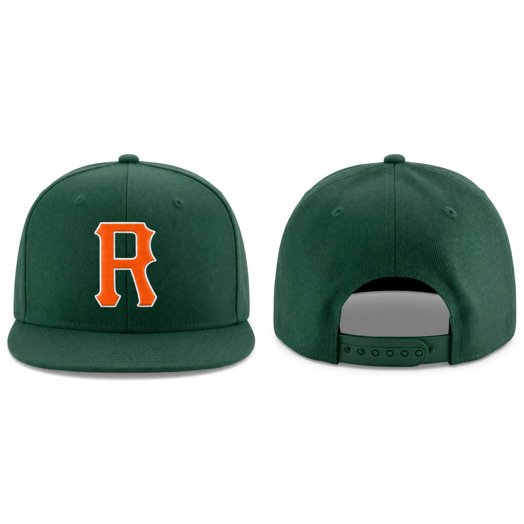 Custom Green Orange-White Stitched Adjustable Snapback Hat