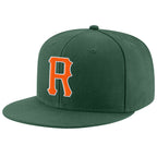 Custom Green Orange-White Stitched Adjustable Snapback Hat photo 1