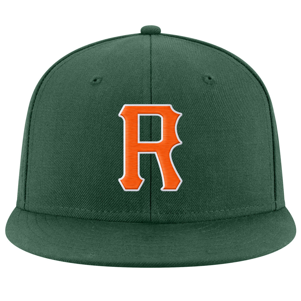 Custom Green Orange-White Stitched Adjustable Snapback Hat photo 2