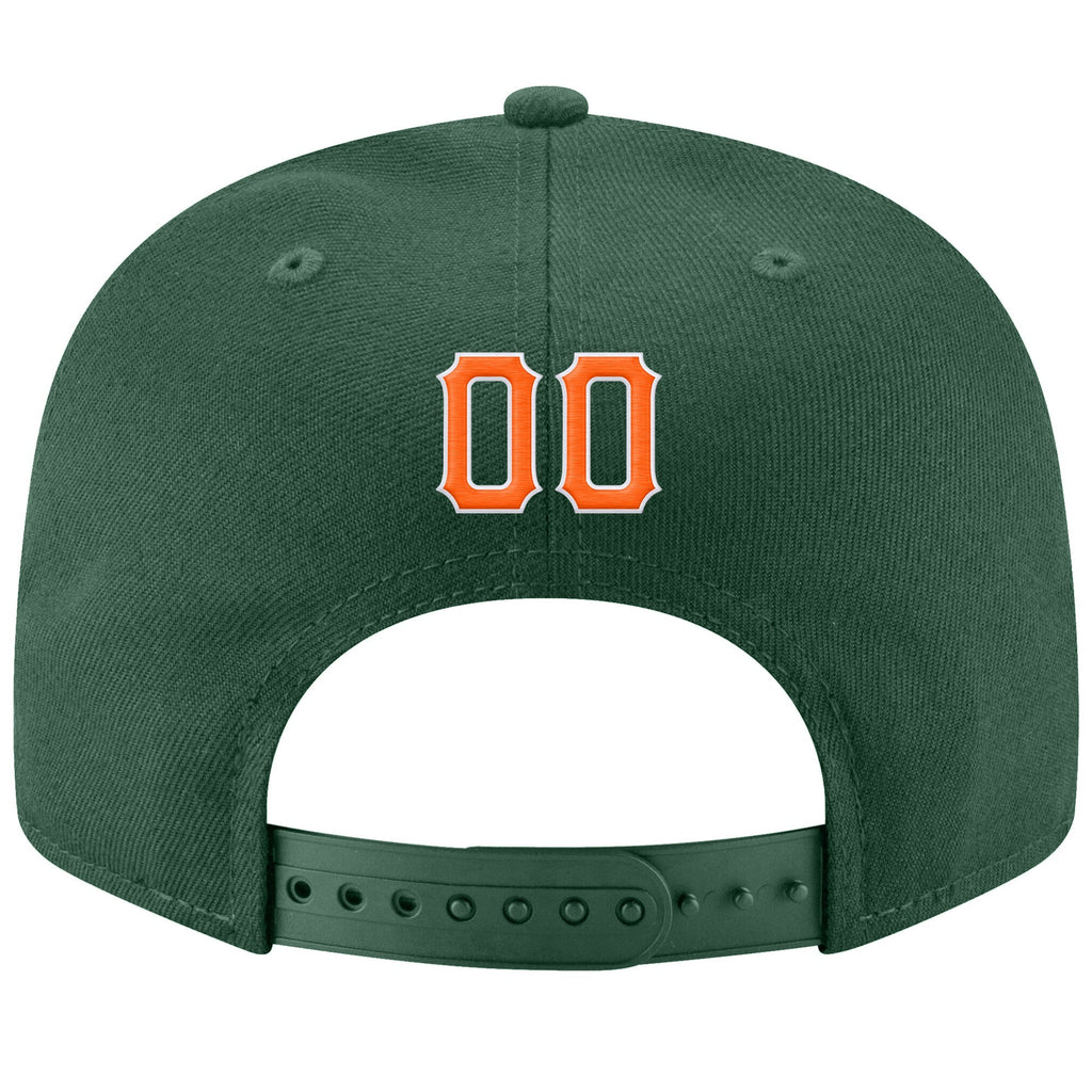 Custom Green Orange-White Stitched Adjustable Snapback Hat photo 3