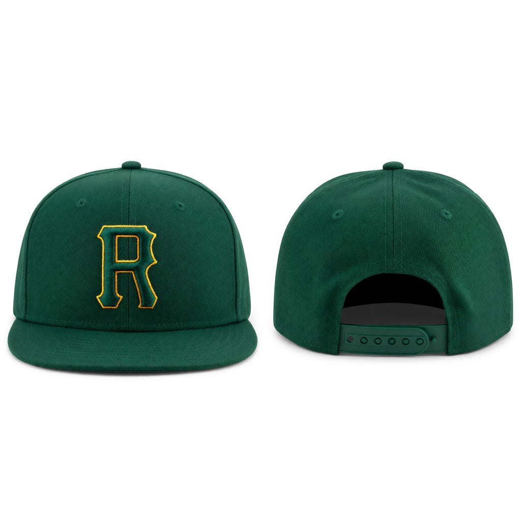 Custom Green Green-Gold Stitched Adjustable Snapback Hat