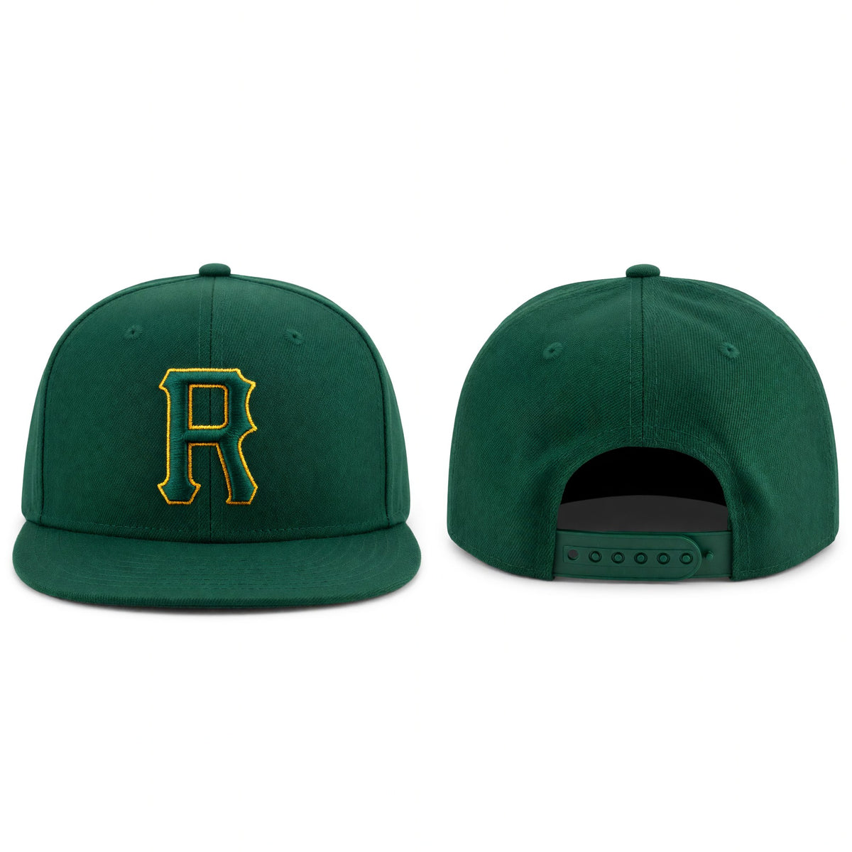 Custom Green Green-Gold Stitched Adjustable Snapback Hat