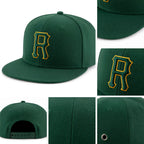 Custom Green Green-Gold Stitched Adjustable Snapback Hat detail