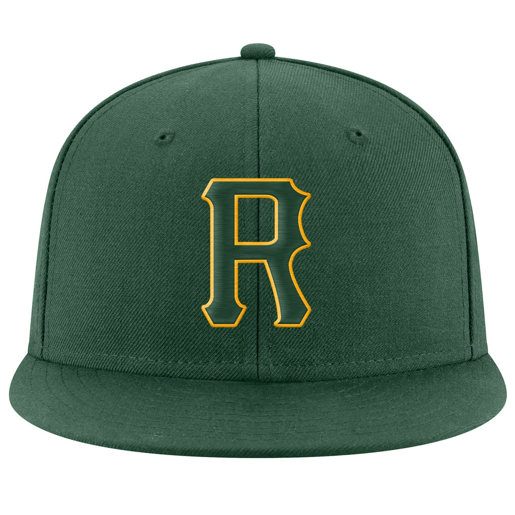 Custom Green Green-Gold Stitched Adjustable Snapback Hat photo 2