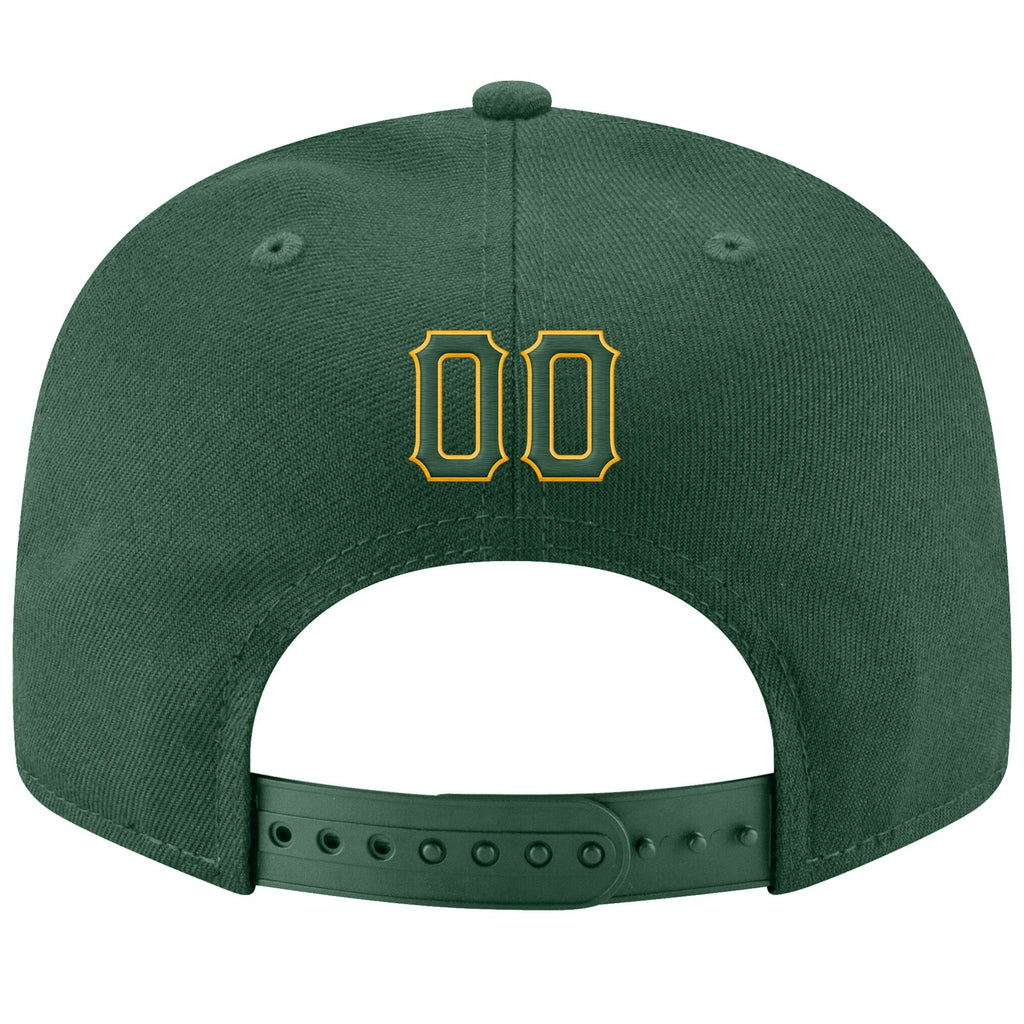 Custom Green Green-Gold Stitched Adjustable Snapback Hat photo 3