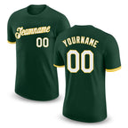 Custom Green White-Gold Performance T-Shirt