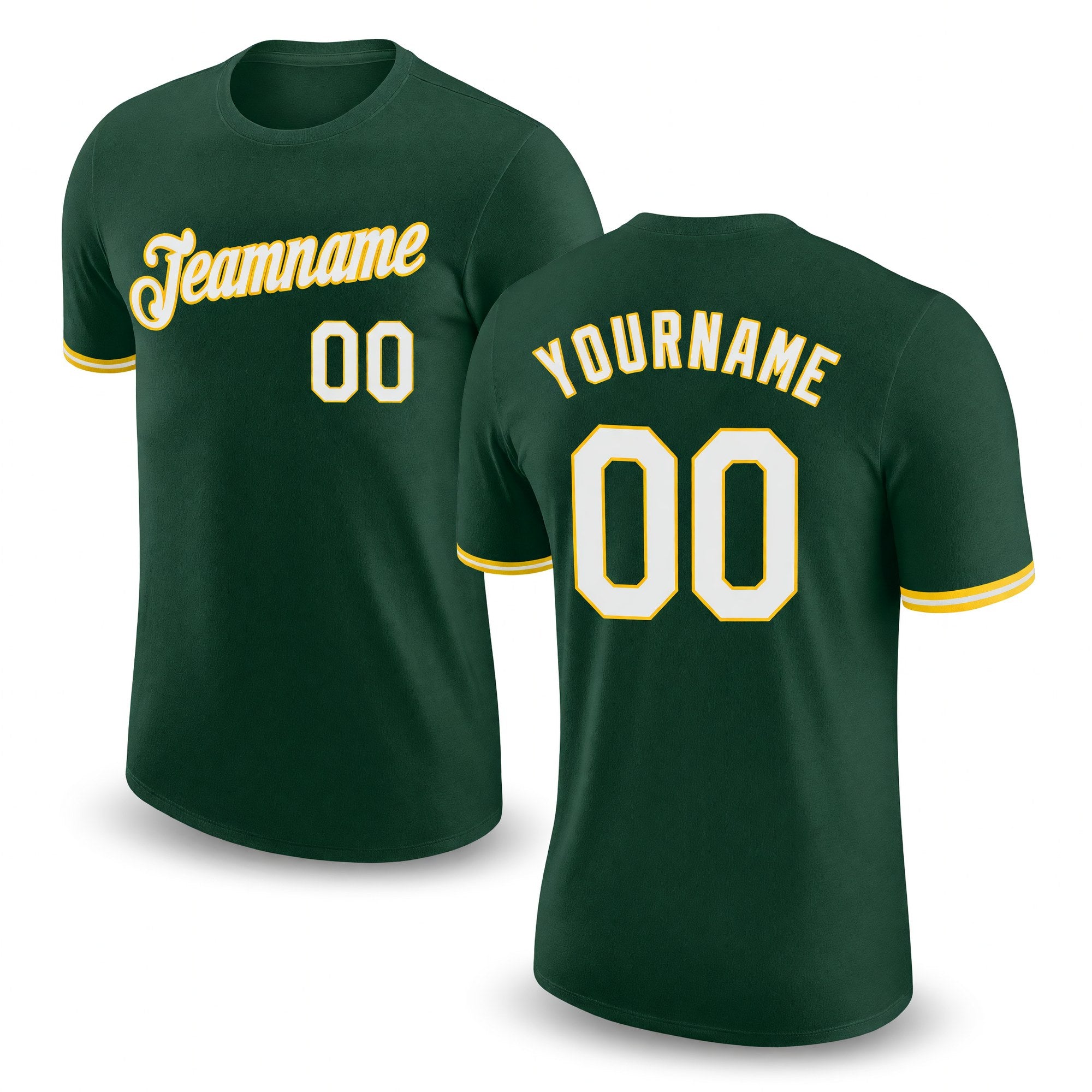 Custom Green White-Gold Performance T-Shirt