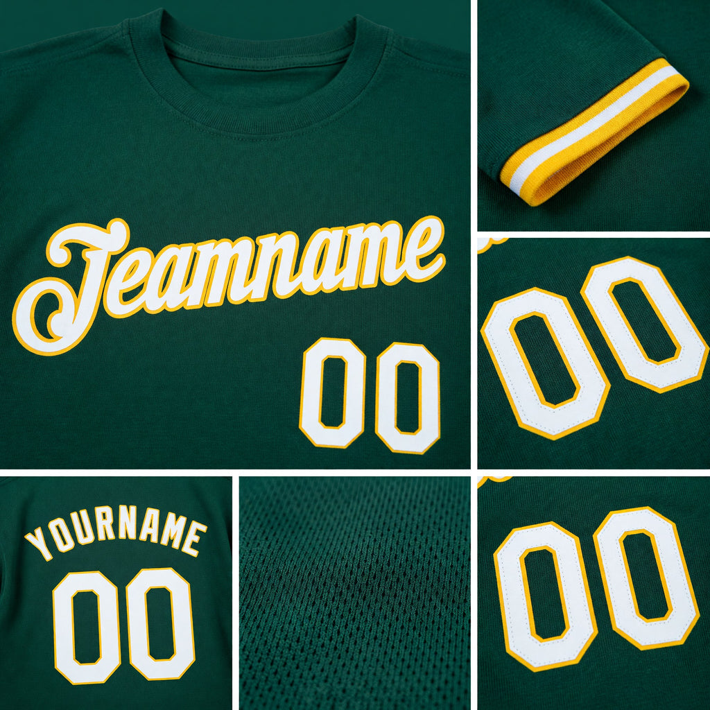 Custom Green White-Gold Performance T-Shirt detail