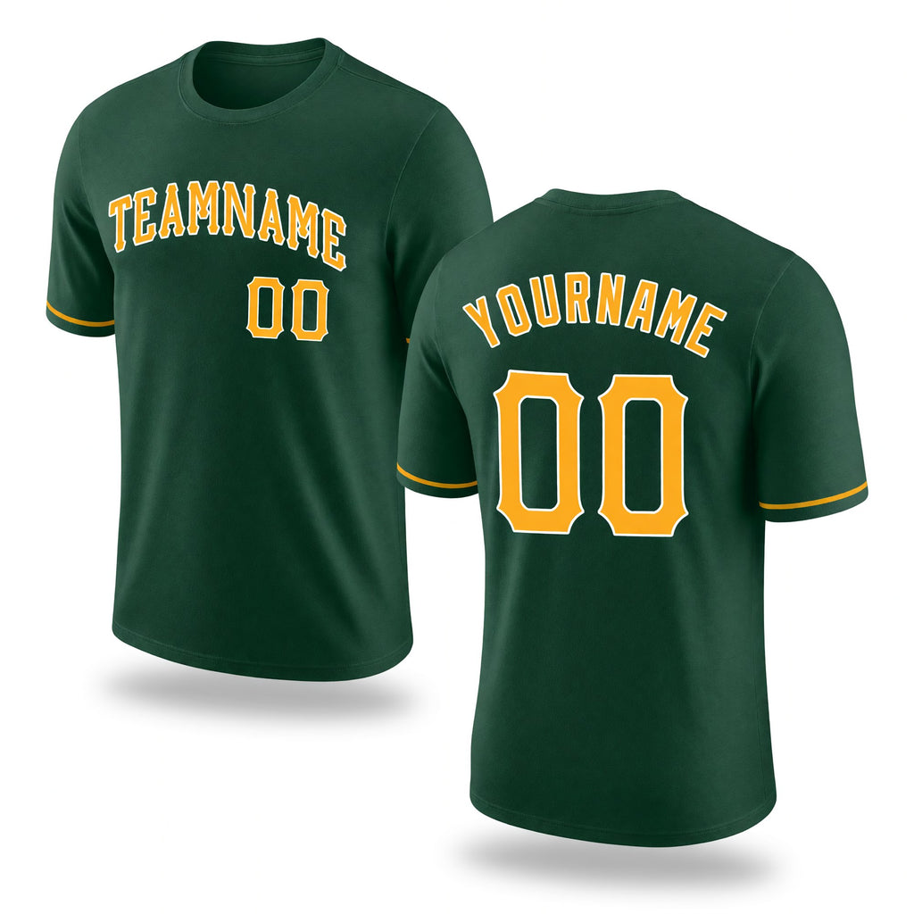 Custom Green Gold-White Performance T-Shirt