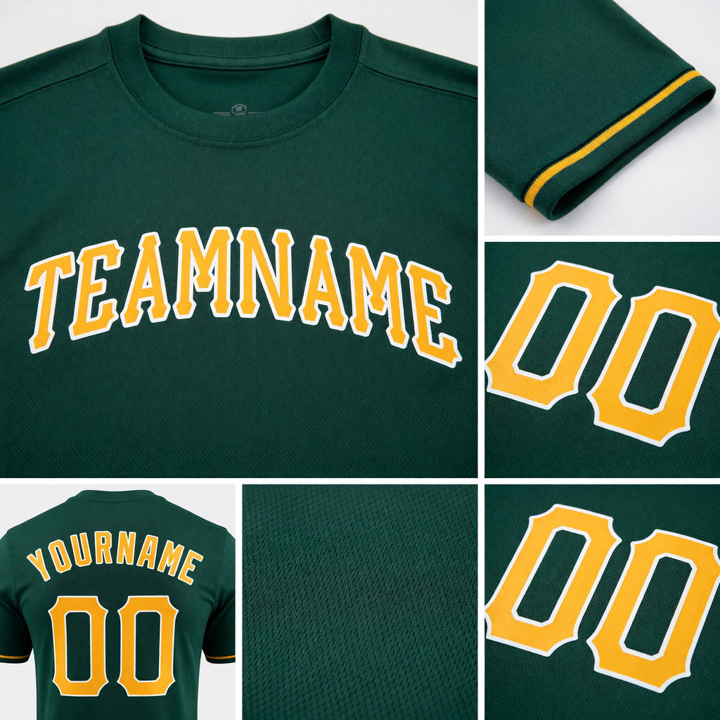 Custom Green Gold-White Performance T-Shirt detail