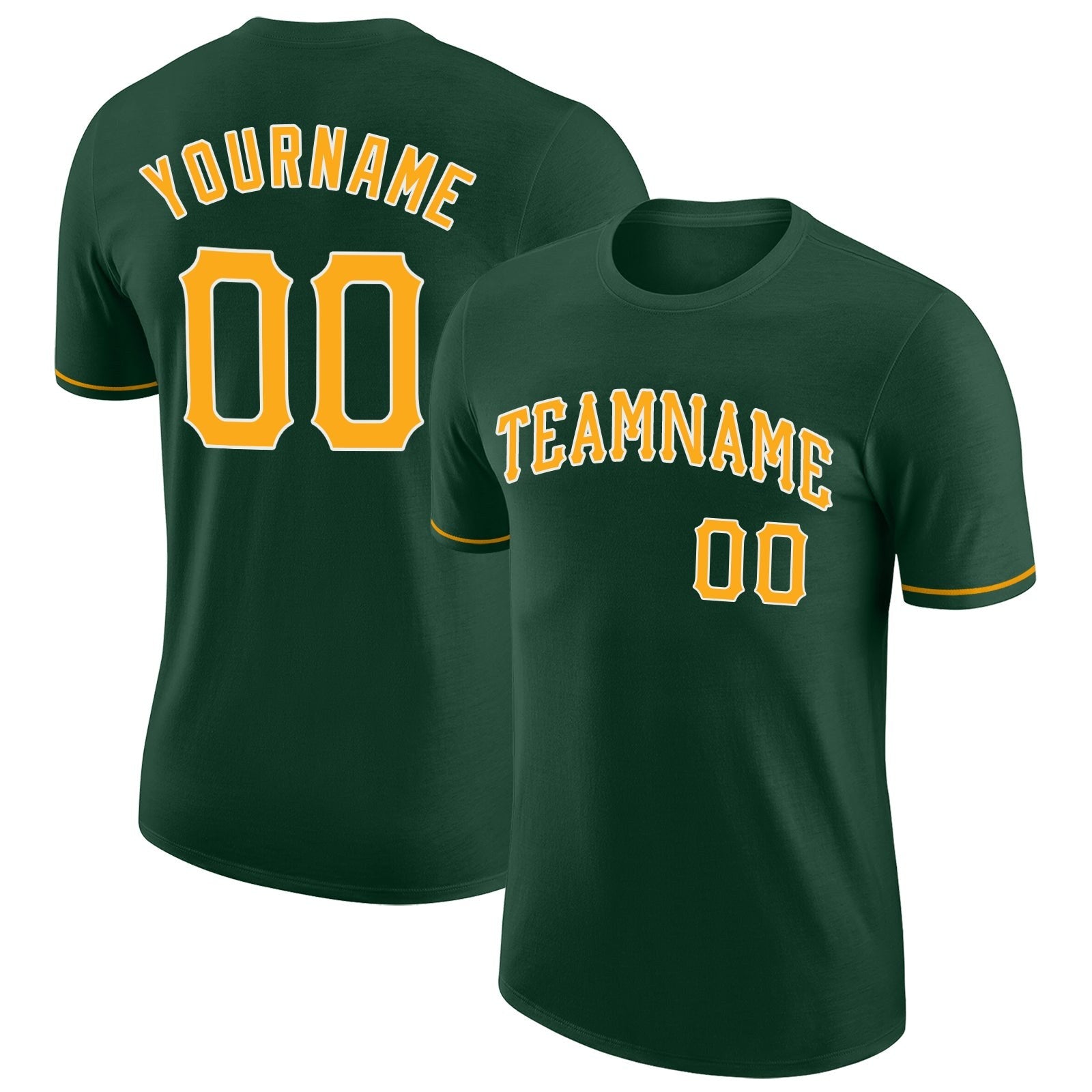 Custom Green Gold-White Performance T-Shirt photo 1