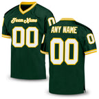 Custom Green White-Gold Mesh Authentic Throwback Football Jersey