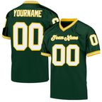 Custom Green White-Gold Mesh Authentic Throwback Football Jersey photo 1