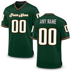 Custom Green White-Old Gold Mesh Authentic Throwback Football Jersey
