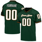 Custom Green White-Old Gold Mesh Authentic Throwback Football Jersey photo 1