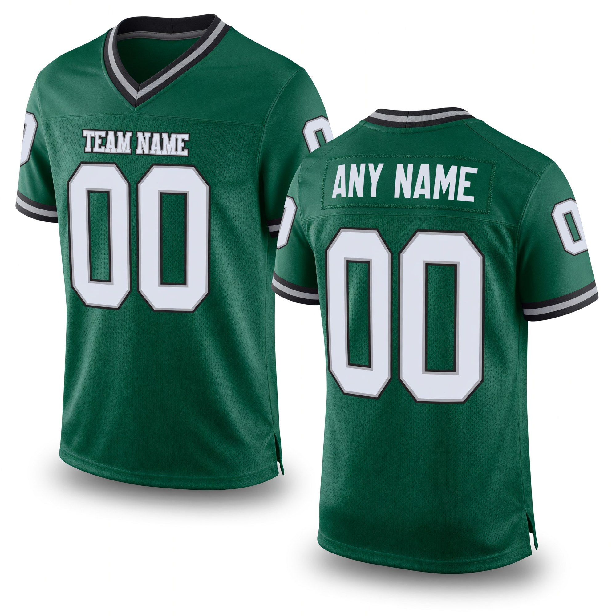 Custom Green White-Gray Mesh Authentic Throwback Football Jersey