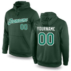 Custom Stitched Green Kelly Green-White Sports Pullover Sweatshirt Hoodie
