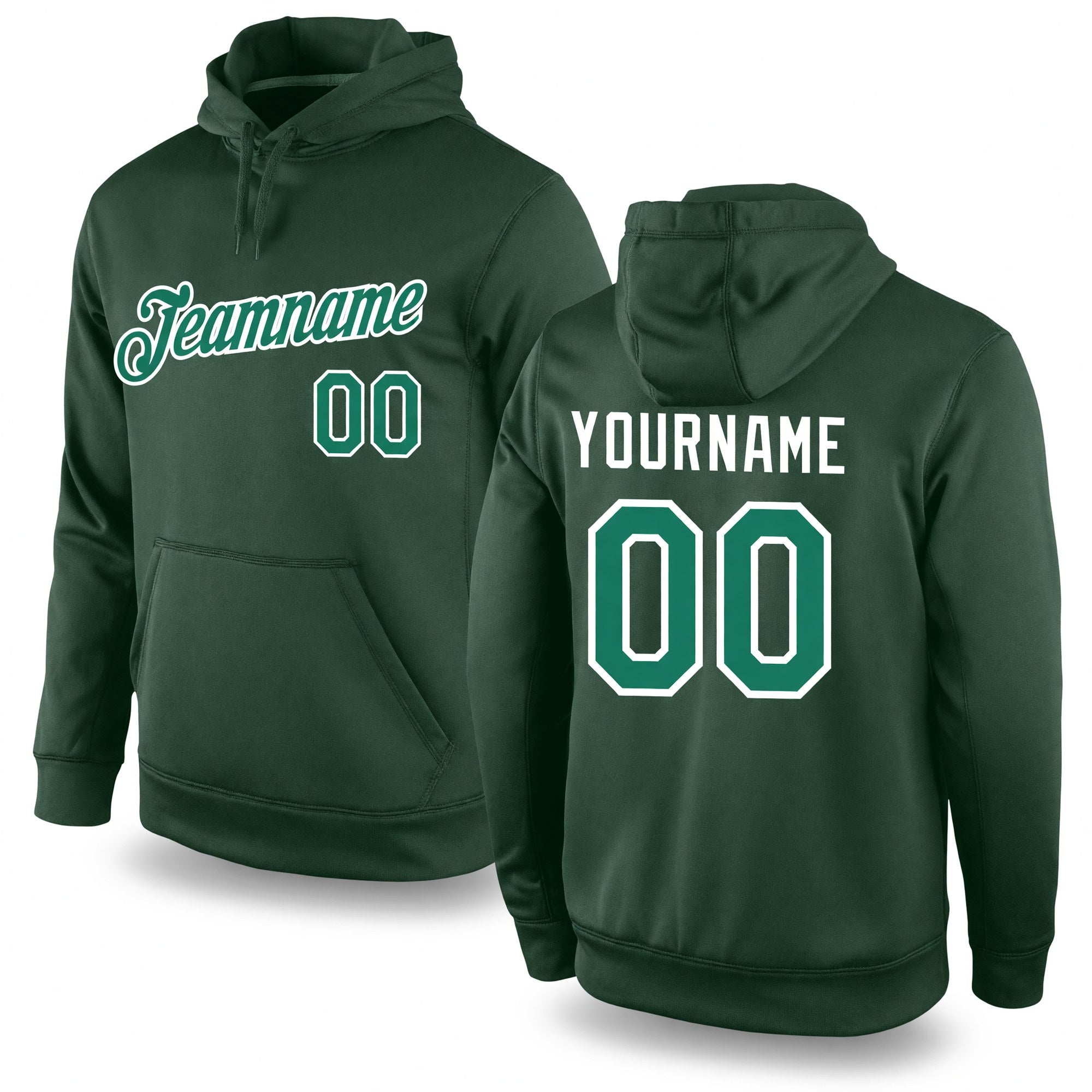 Custom Stitched Green Kelly Green-White Sports Pullover Sweatshirt Hoodie