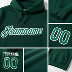 Custom Stitched Green Kelly Green-White Sports Pullover Sweatshirt Hoodie detail