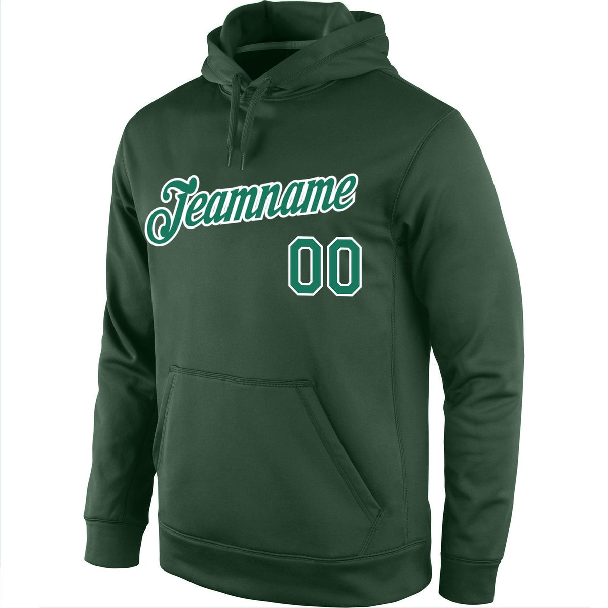 Custom Stitched Green Kelly Green-White Sports Pullover Sweatshirt Hoodie photo 2