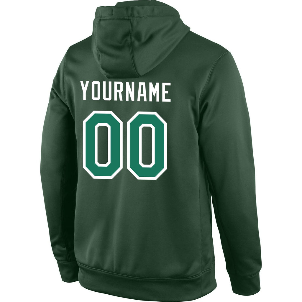 Custom Stitched Green Kelly Green-White Sports Pullover Sweatshirt Hoodie photo 3