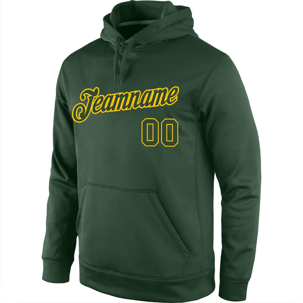 Custom Stitched Green Green-Gold Sports Pullover Sweatshirt Hoodie photo 2