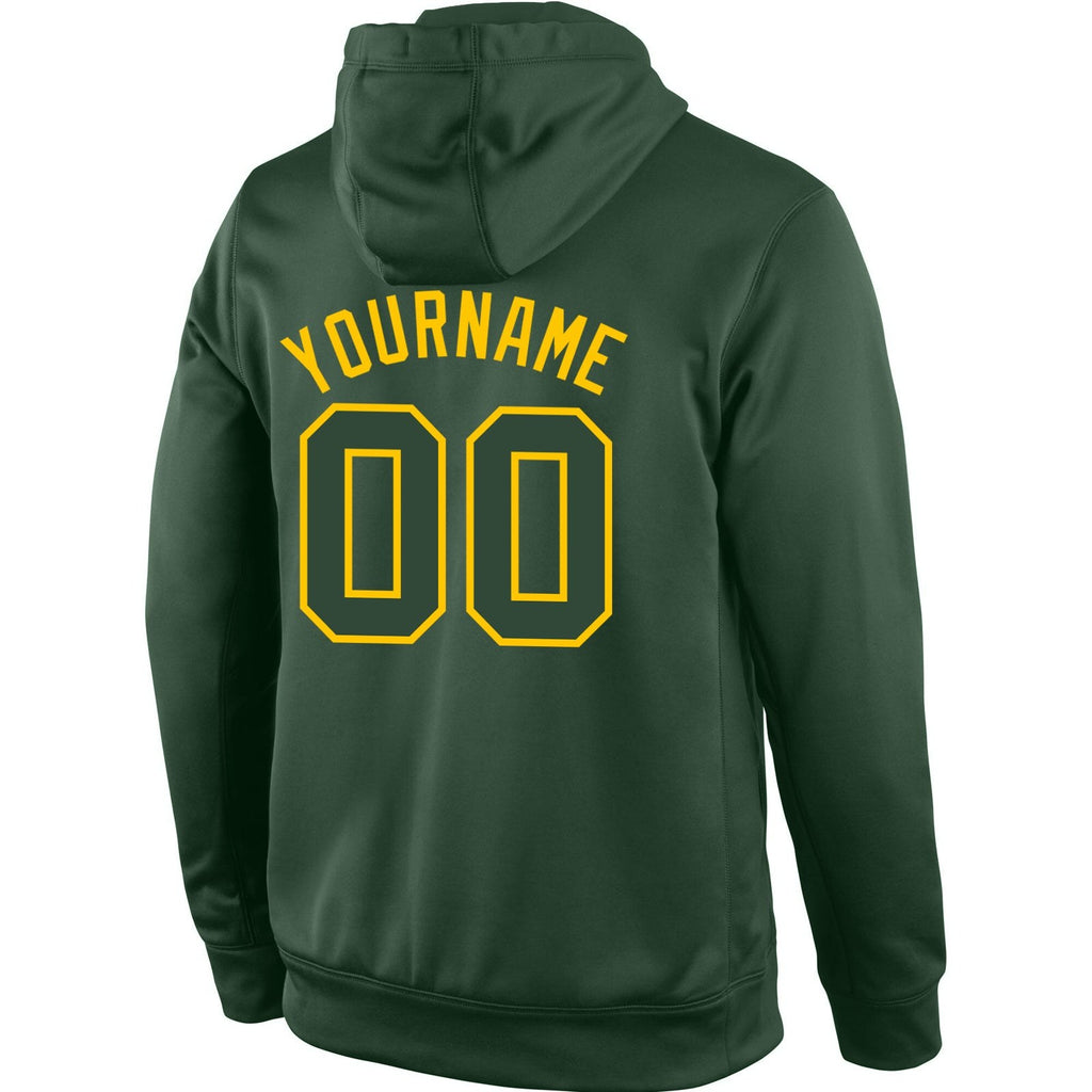 Custom Stitched Green Green-Gold Sports Pullover Sweatshirt Hoodie photo 3