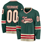 Custom Green Cream-Red Hockey Jersey photo 1