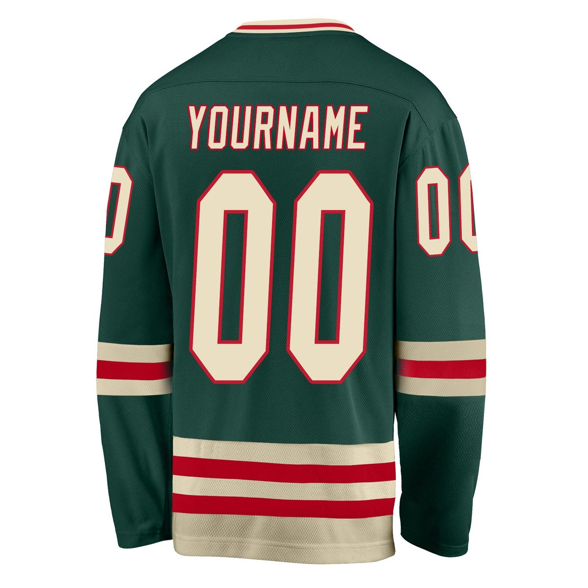 Custom Green Cream-Red Hockey Jersey photo 3