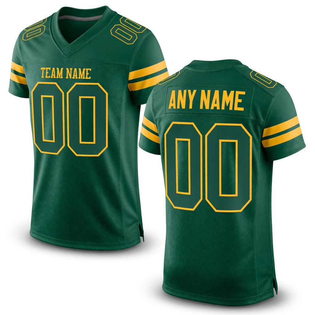 Custom Green Green-Gold Mesh Authentic Football Jersey