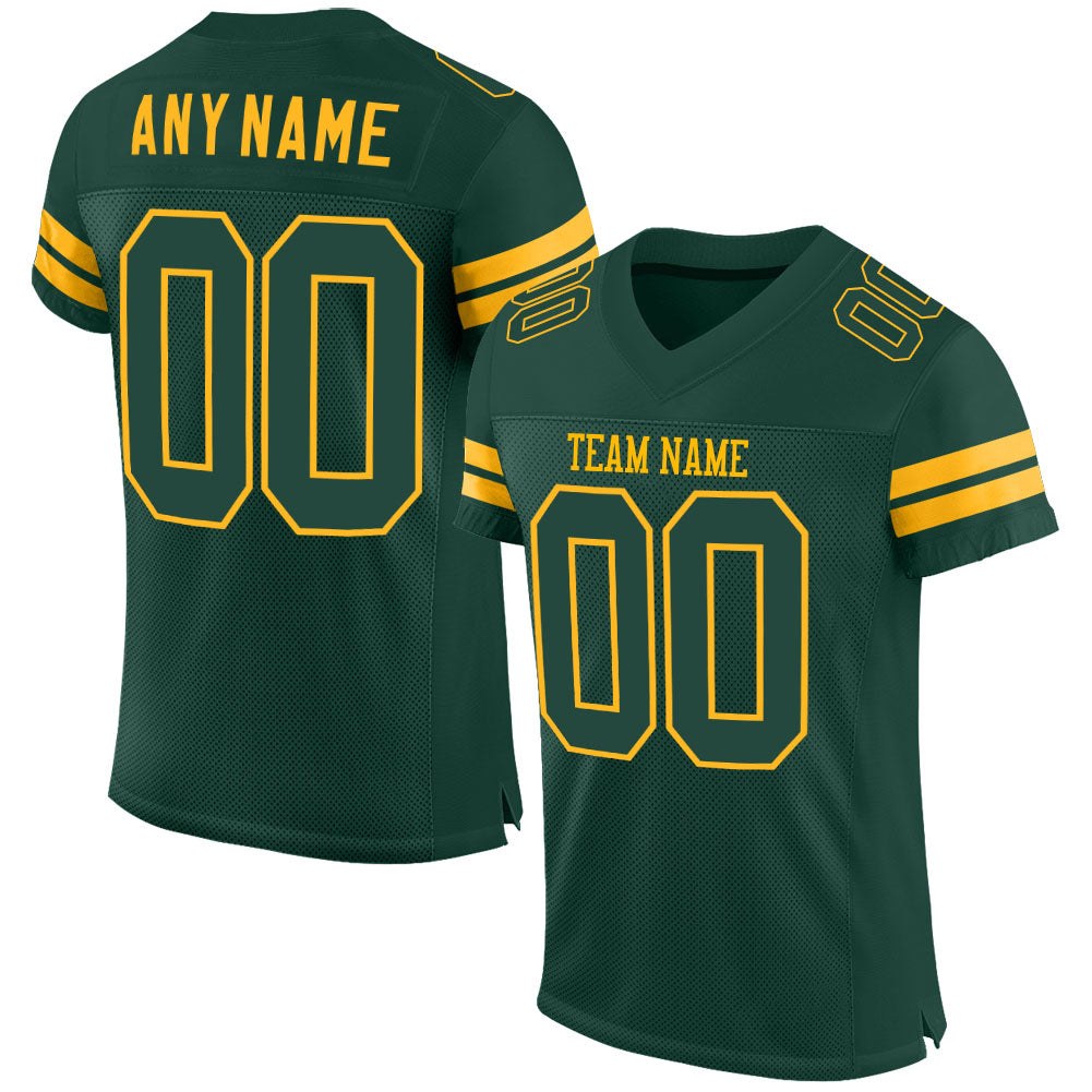 Custom Green Green-Gold Mesh Authentic Football Jersey photo 1