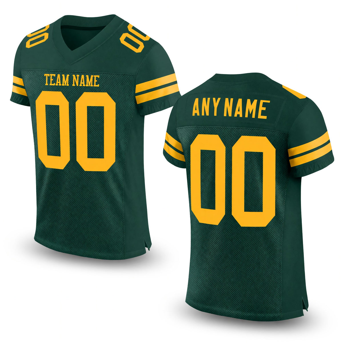 Custom Green Gold Mesh Authentic Football Jersey