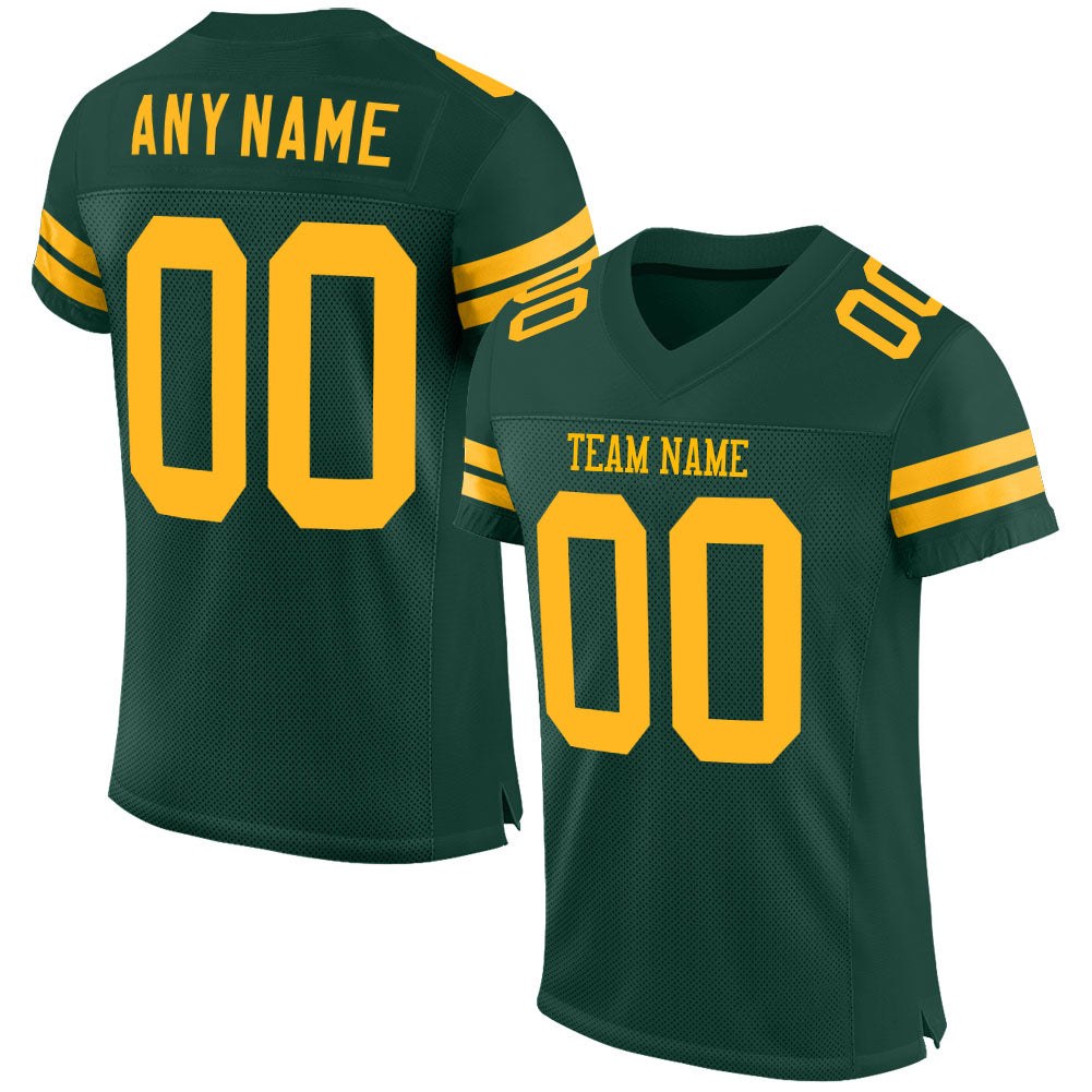 Custom Green Gold Mesh Authentic Football Jersey photo 1