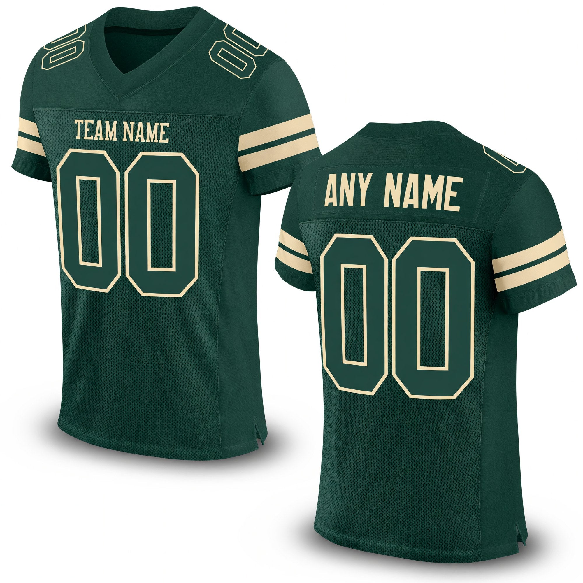Custom Green Green-Cream Mesh Authentic Football Jersey