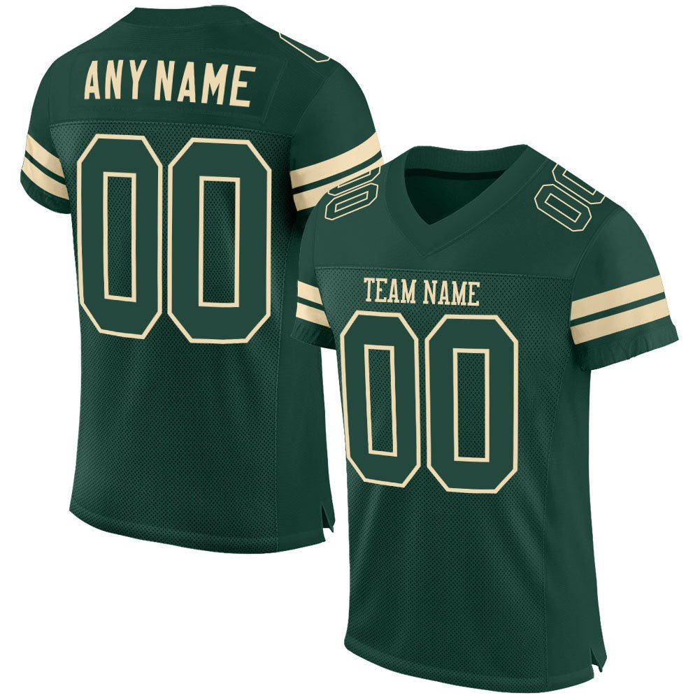 Custom Green Green-Cream Mesh Authentic Football Jersey photo 1