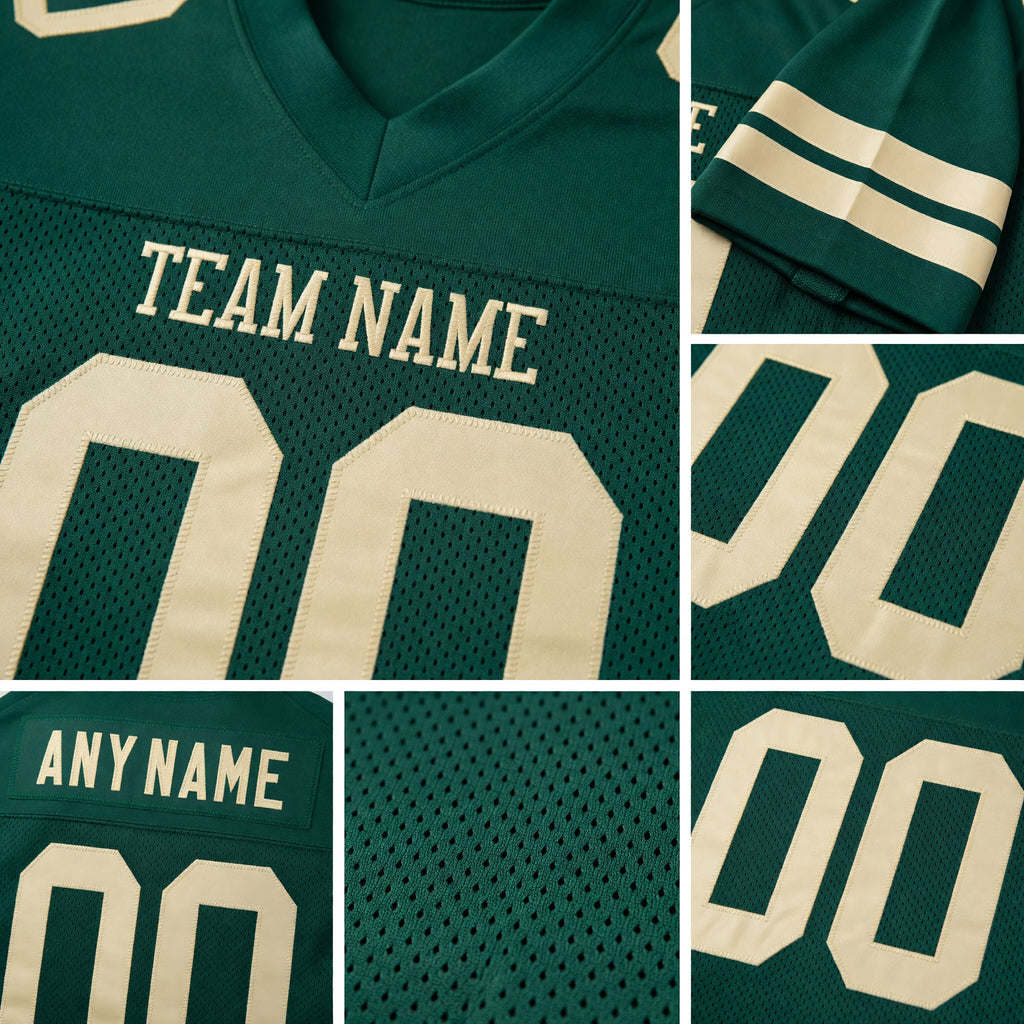 Custom Green Cream Mesh Authentic Football Jersey detail