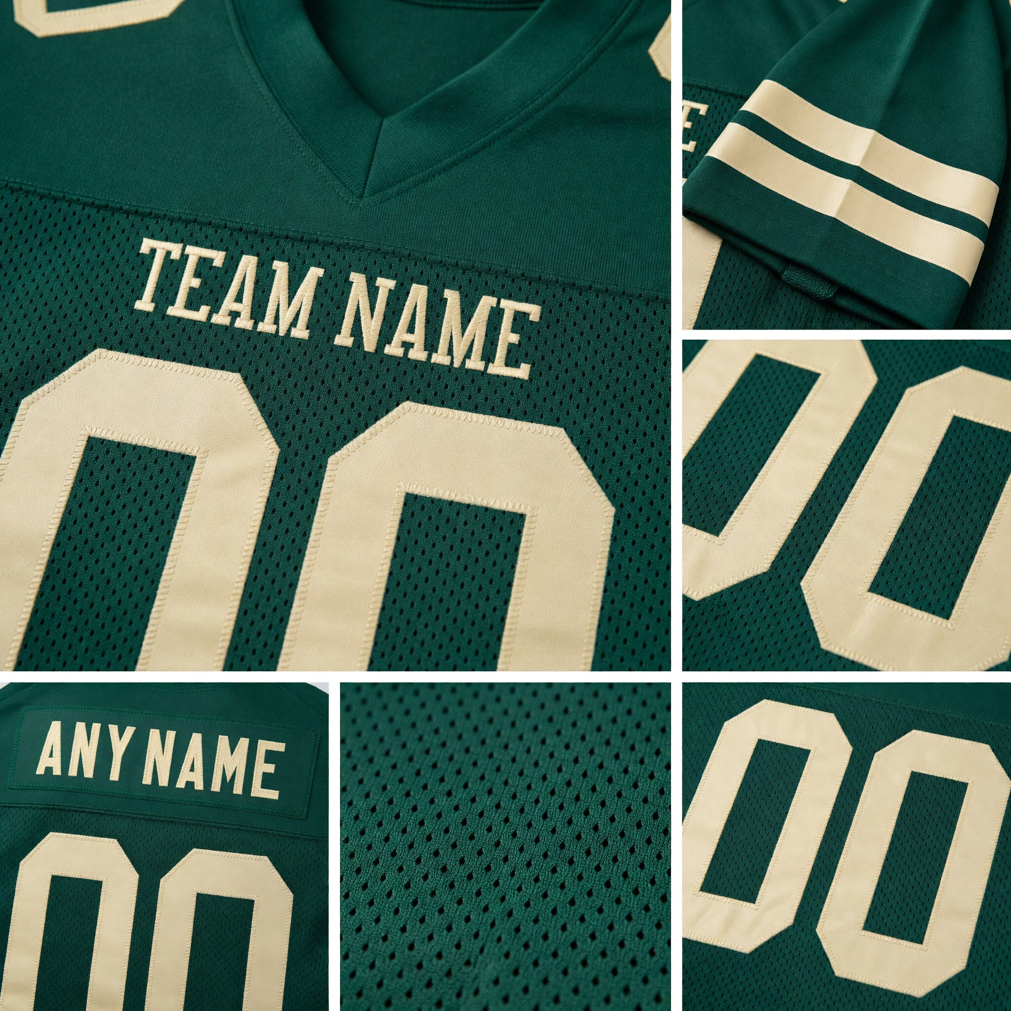 Custom Green Cream Mesh Authentic Football Jersey detail