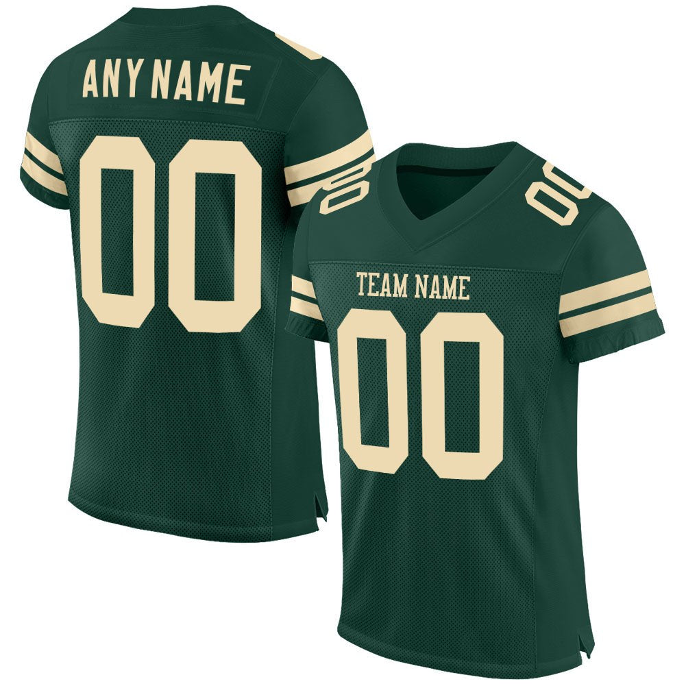 Custom Green Cream Mesh Authentic Football Jersey photo 1