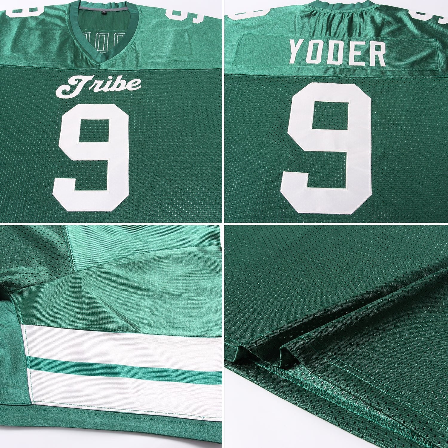 Custom Green Cream Mesh Authentic Football Jersey photo 4