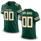 Custom Green Cream-Black Mesh Authentic Football Jersey