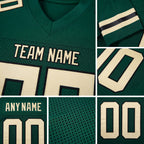 Custom Green Cream-Black Mesh Authentic Football Jersey detail