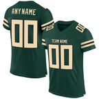 Custom Green Cream-Black Mesh Authentic Football Jersey photo 1